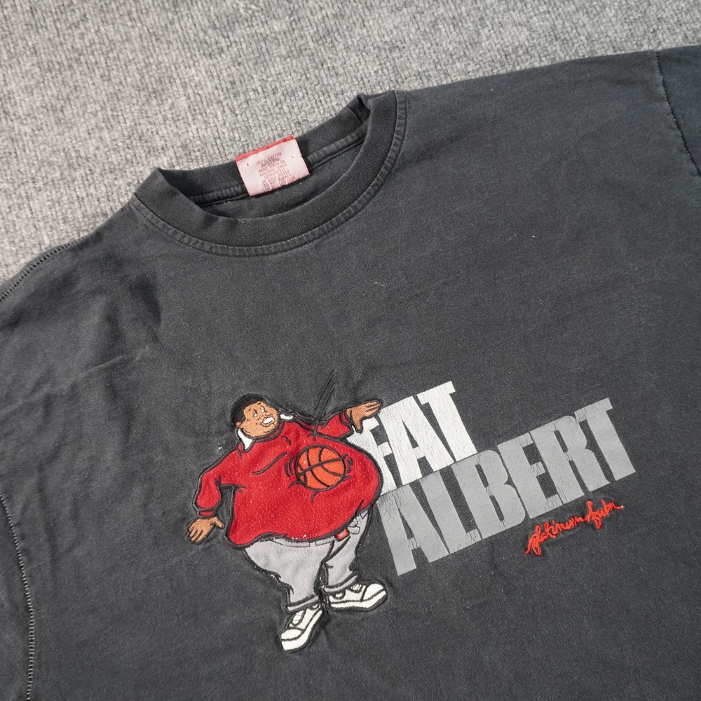 Platinum FUBU Fat Albert T-Shirt Mens XL Black Graphic Basketball Vintage 90s